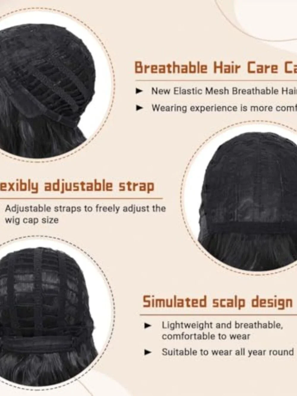 Pastel Black Wavy Bob Wig for Women, Short Shoulder‎ Length Synthetic Wig